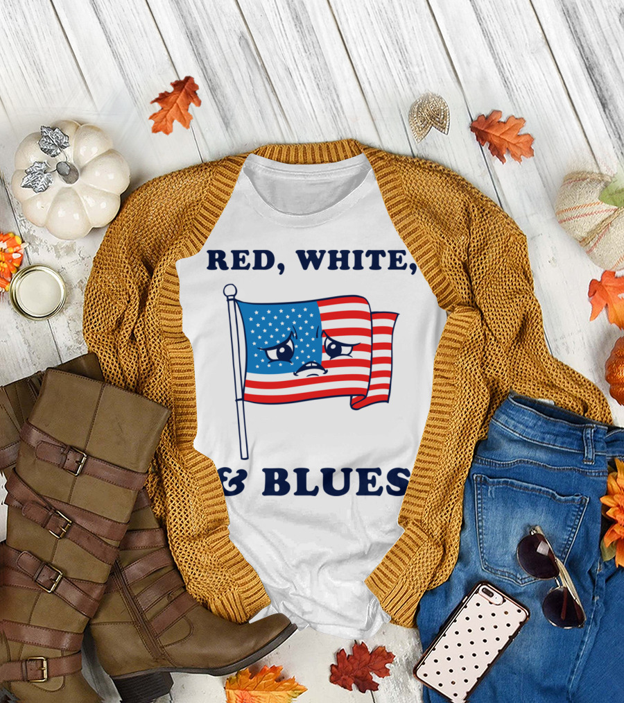 Red White and Blues American Flag Face T-Shirt