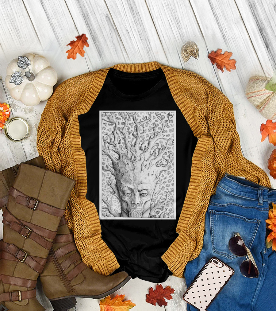 Kodama Squidmonkey Tree Spirit Entwined with Nature Elements T-Shirt