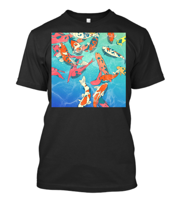 Koi Pond Backdrop Fish Artwork Swim Patterns Japanese T-Shirt