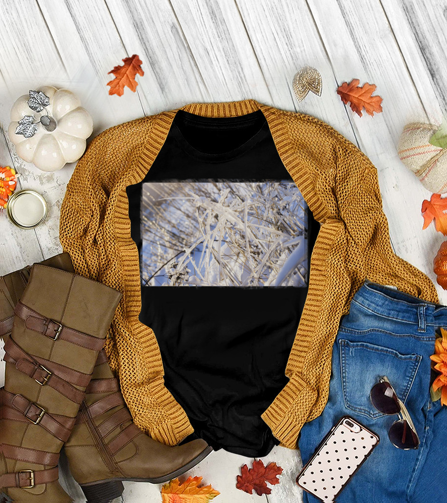 Winter Grass Snowy Frozen Branches T-Shirt
