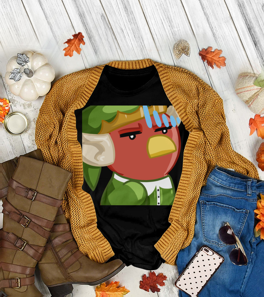 RedHumbug Scowling Festive Bird with Green Hat T-Shirt