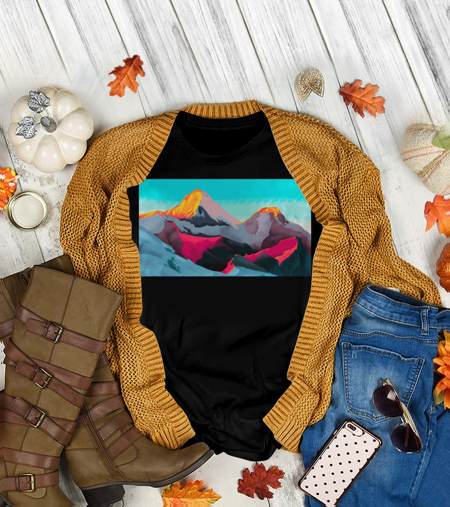 Fire Mountain Vibrant Sunrise Peaks T-Shirt