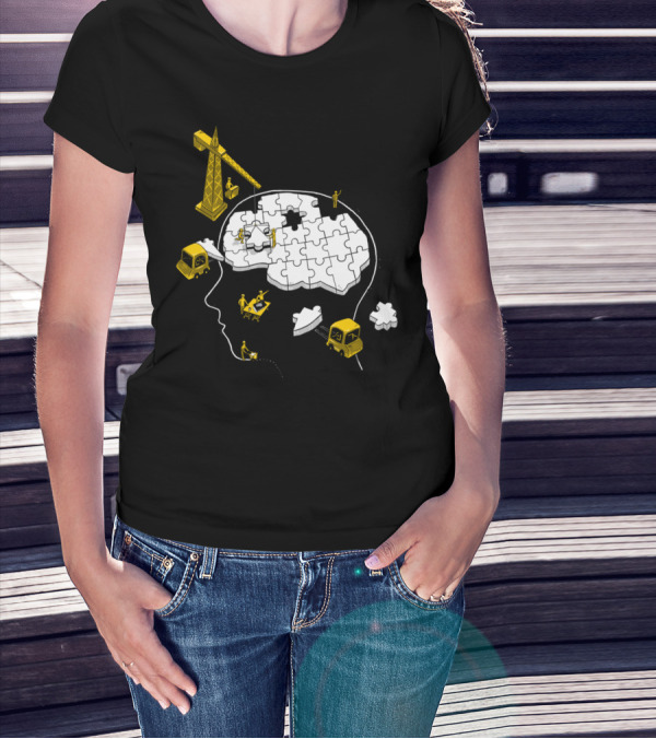 Brain Puzzle Construction Site T-Shirt