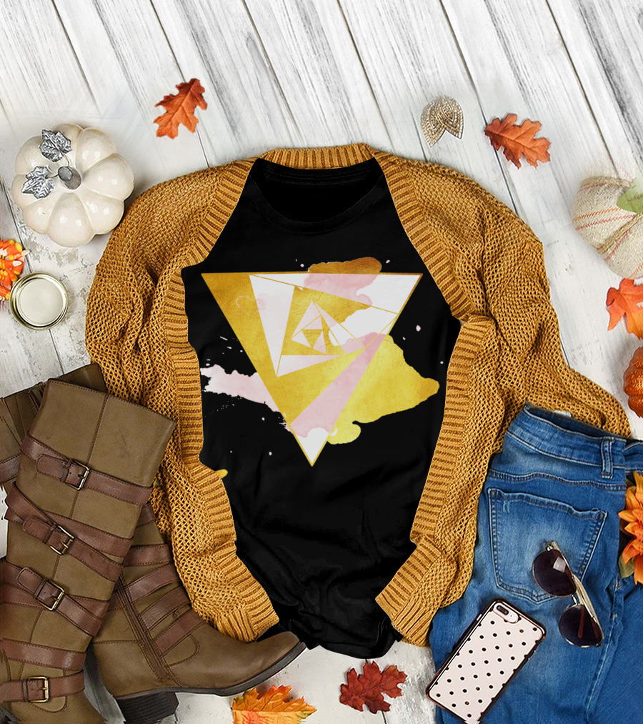Fire Passion Geometric Gold Triangle T-Shirt