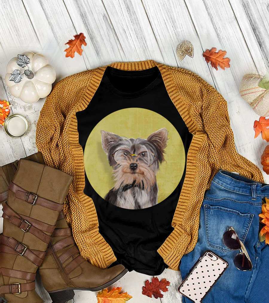 Mr Yorkshire Terrier with Glasses and Bow Tie T-Shirt