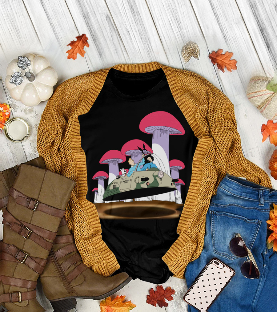 Capsule Crew Visits Giant Mushroom World with Rabbit Mob Arrival T-Shirt