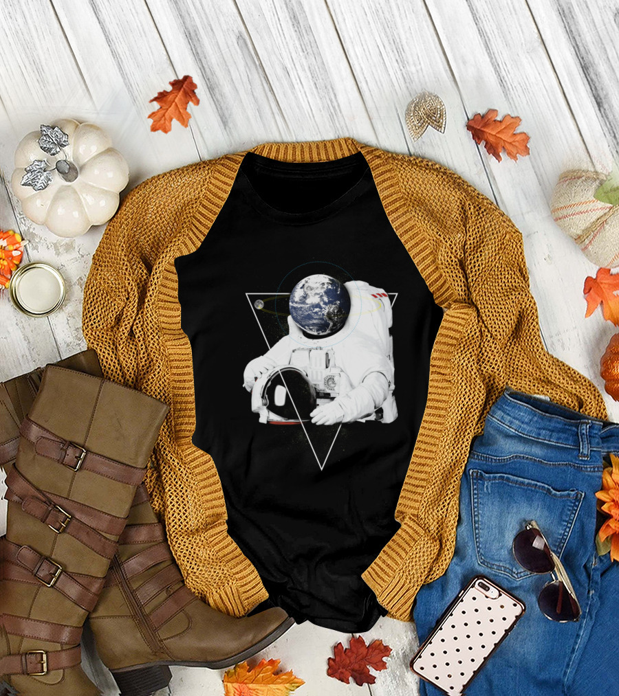 Mr. Earth Astronaut with Planet Head T-Shirt