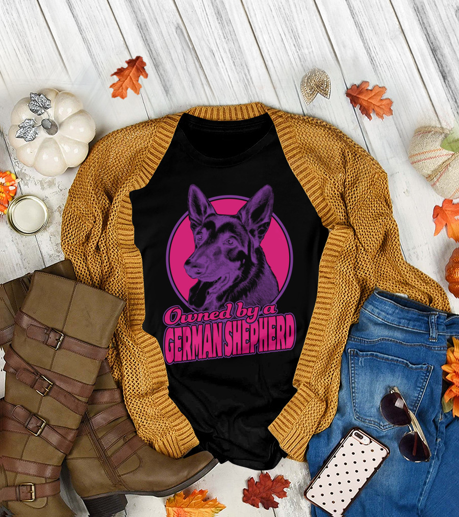 Owned by a German Shepherd Purple Pink T-Shirt