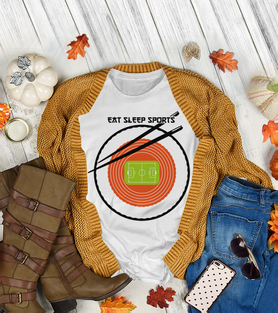 Eat Sleep Sports Sushi with Soccer Field Chopsticks T-Shirt