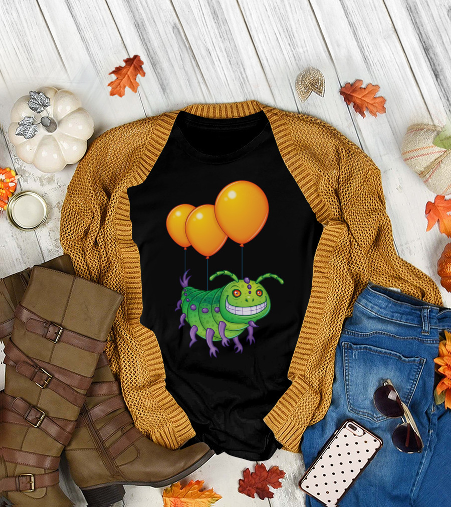 Impatient Caterpillar Floating with Balloons T-Shirt