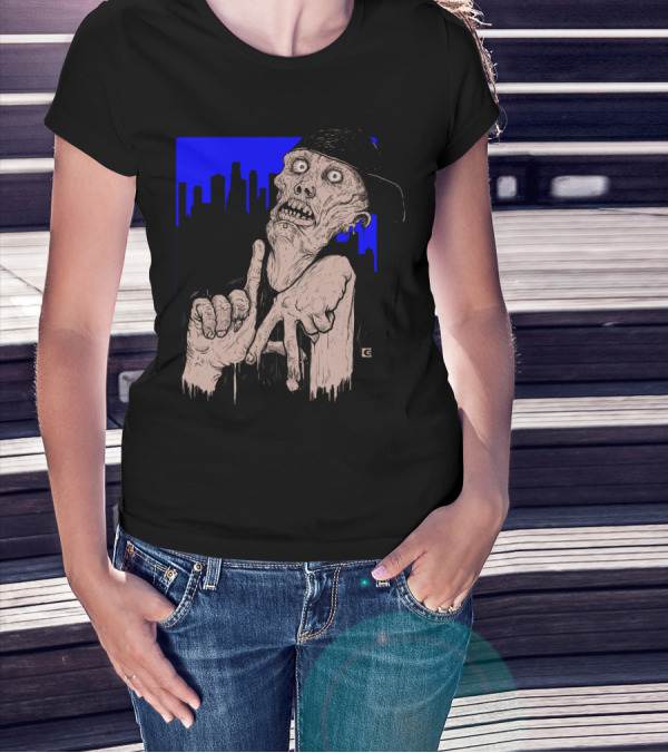 To Live And Zombie In L.A. Urban Apocalypse With Cityscape Background T-Shirt