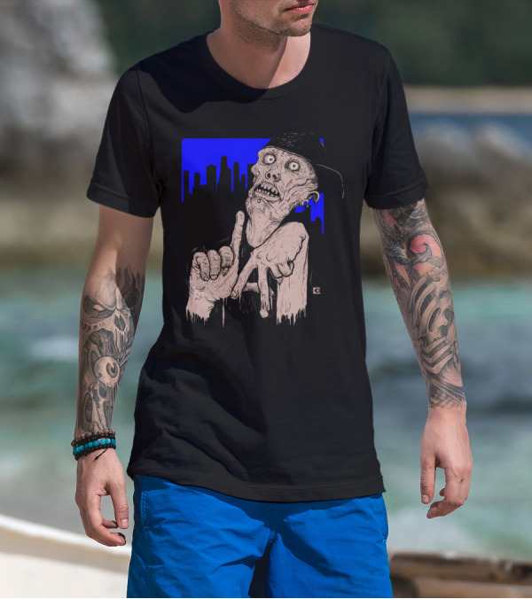 To Live And Zombie In L.A. Urban Apocalypse With Cityscape Background T-Shirt