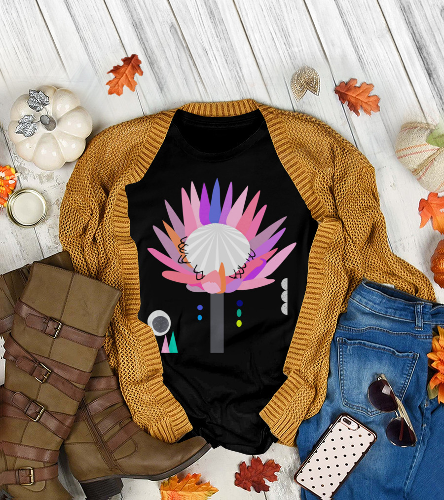 In Bloom Pink Petals Floral Geometric Composition T-Shirt