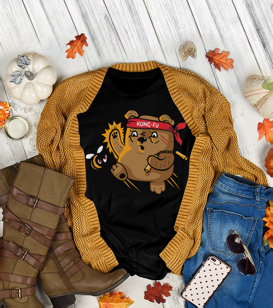 Kung Fu Bear vs Angry Bee Showdown T-Shirt