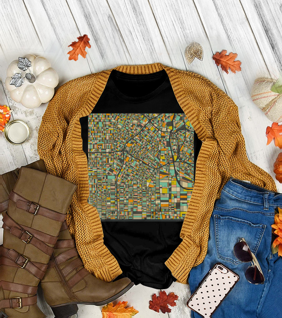 LOS ANGELES COLORFUL STREET MAP T-Shirt