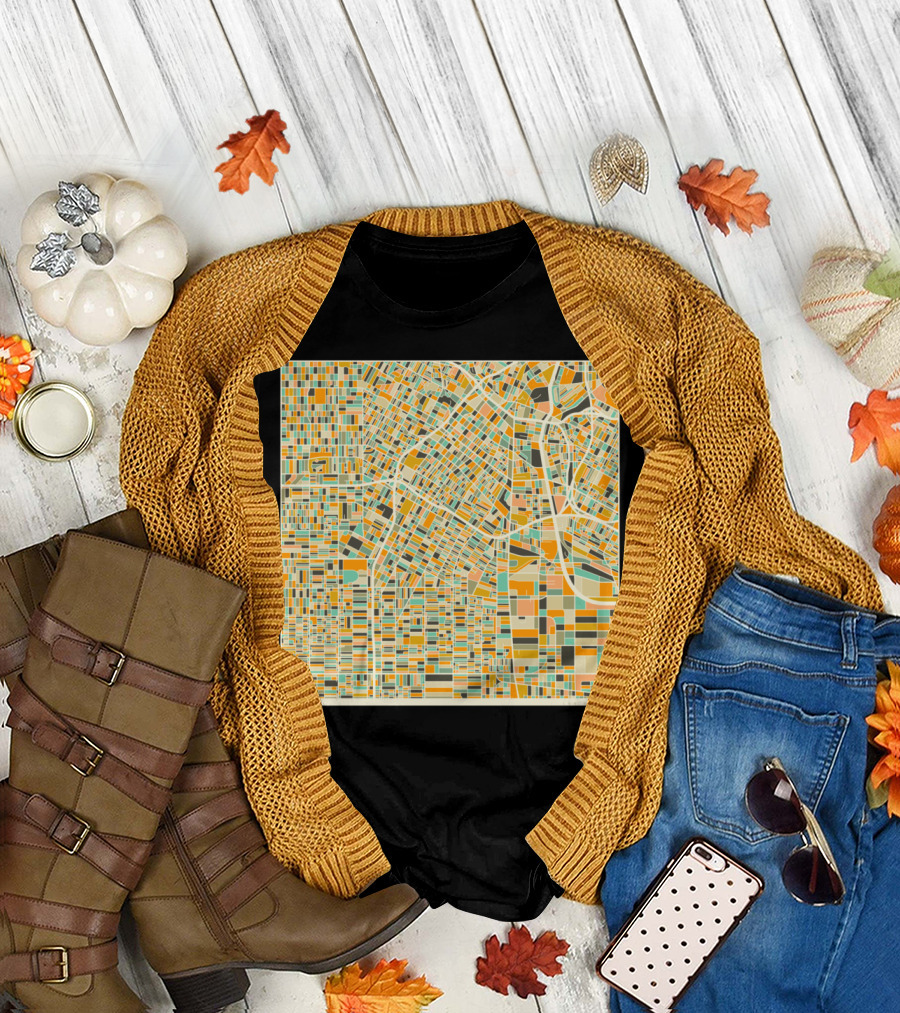 Los Angeles Abstract Geometric Map T-Shirt