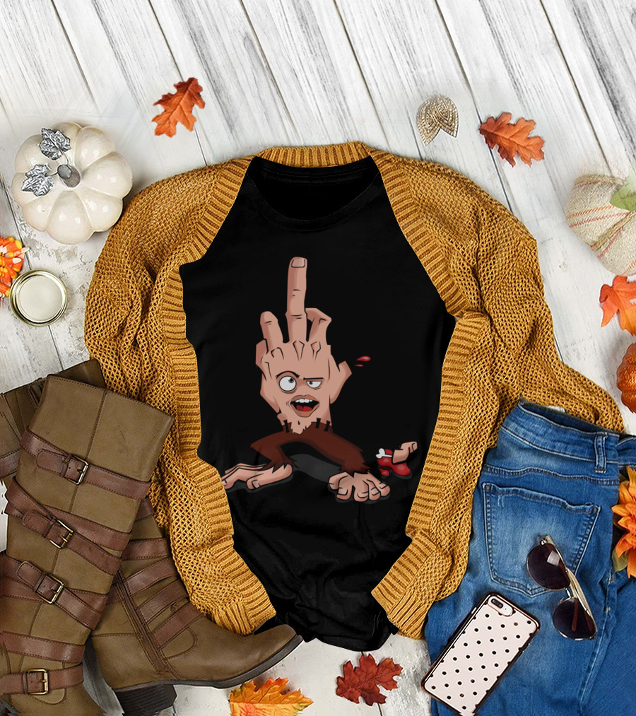 Show Me Your Finger Cartoon Hand with Middle Finger Raised T-Shirt