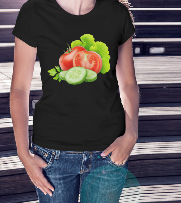 Tomatoes And Cucumbers Slice Garden Fresh T-Shirt