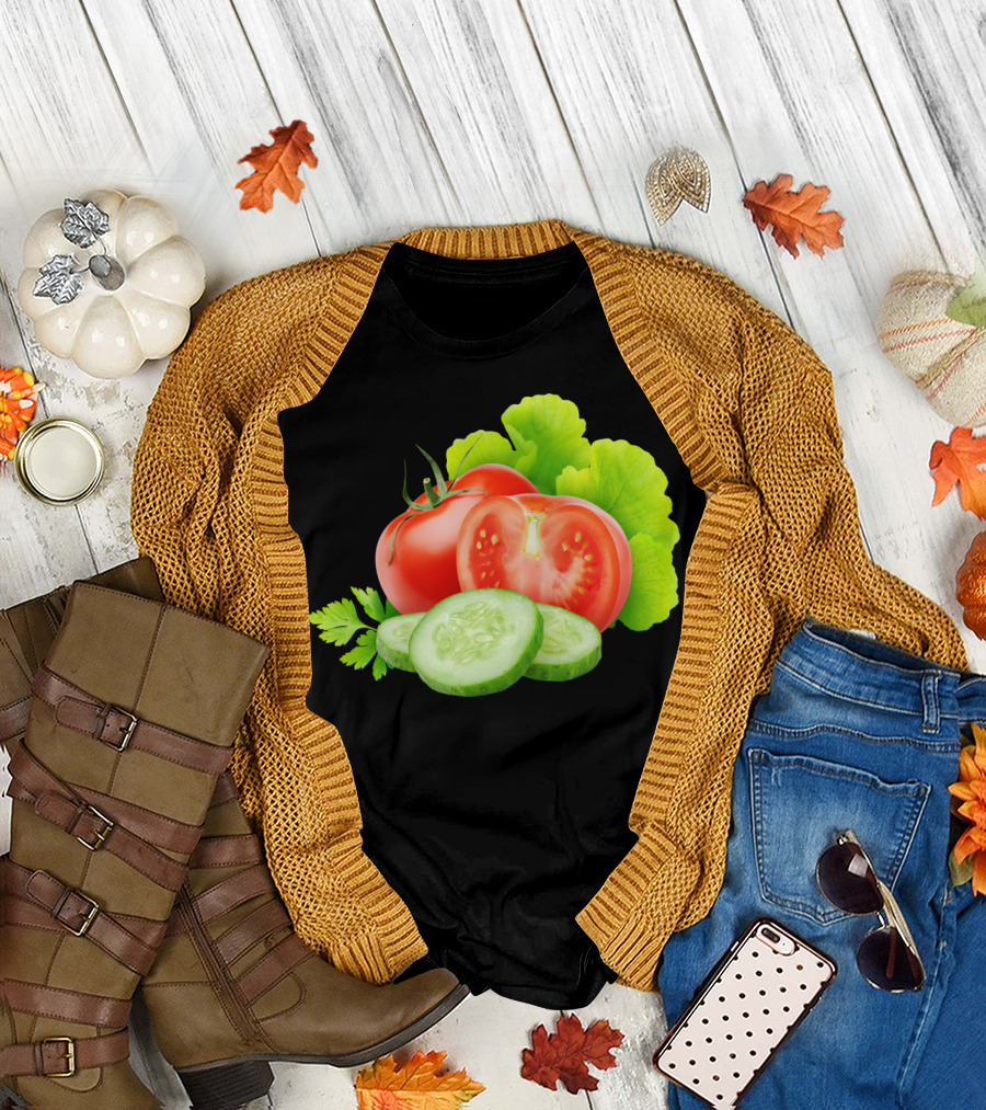 Tomatoes And Cucumbers Slice Garden Fresh T-Shirt