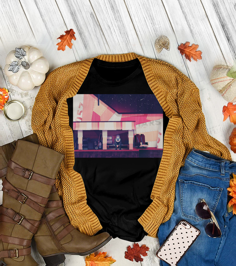 Lost In Space Diner Under Starry Night Sky T-Shirt