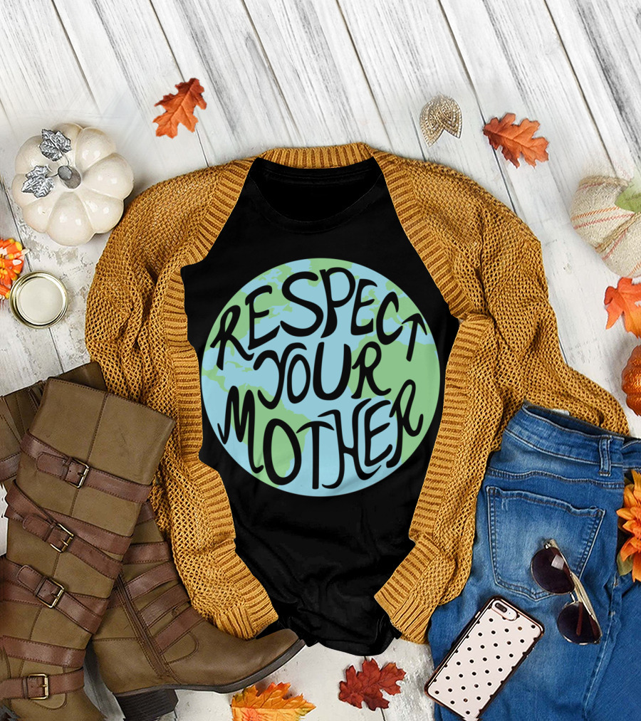 Respect Your Mother Earth Hand Drawn Globe T-Shirt