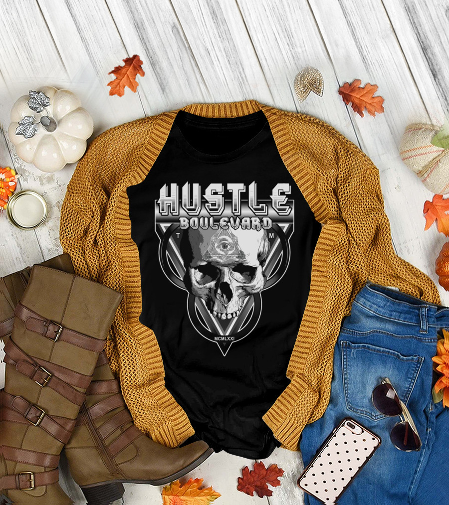 HUSTLE BOULEVARD Skull All-Seeing Eye MCMLXXI T-Shirt