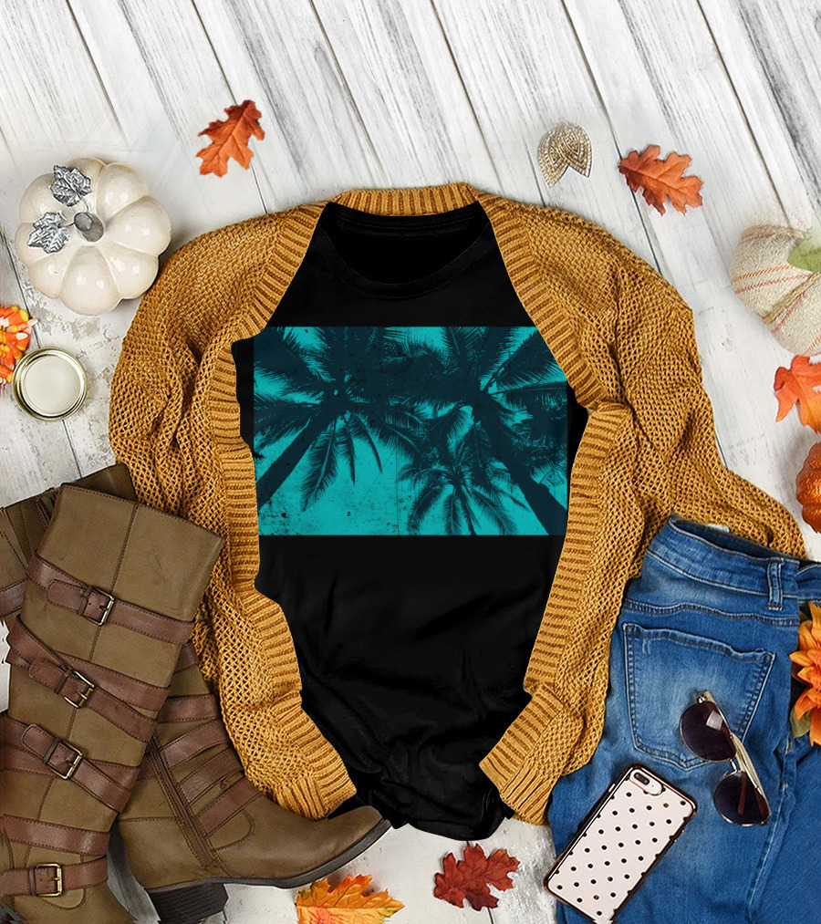 Palms In Summer Blue Tropical Vibes T-Shirt