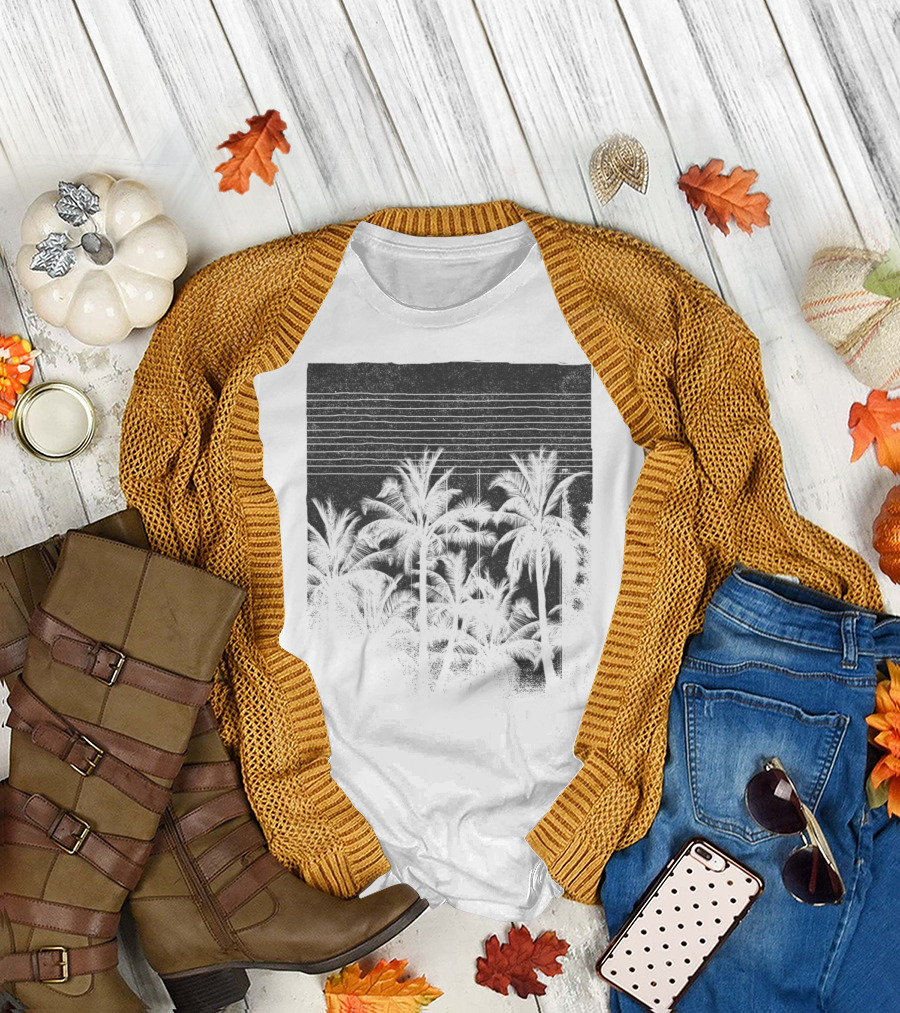 Palms in the Sky Tropical Silhouette Twilight Scene T-Shirt