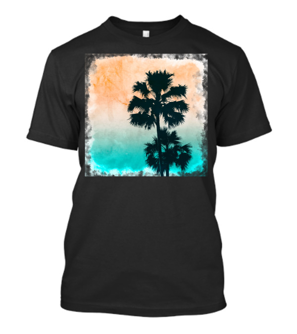 Palms On The Beach Silhouette Tropical Sunset T-Shirt
