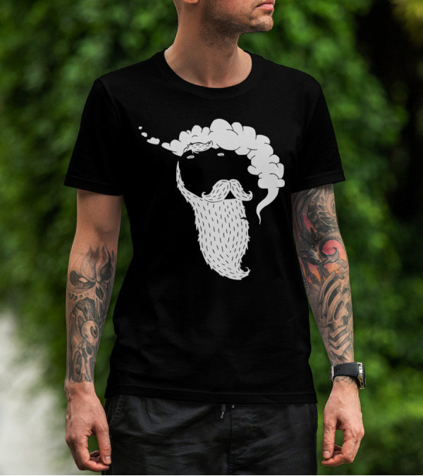 T Rex Smoking Pipe With Beard And Mustache T-Shirt