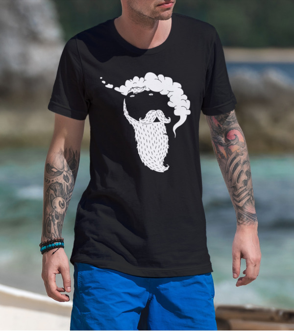 T Rex Smoking Pipe With Beard And Mustache T-Shirt