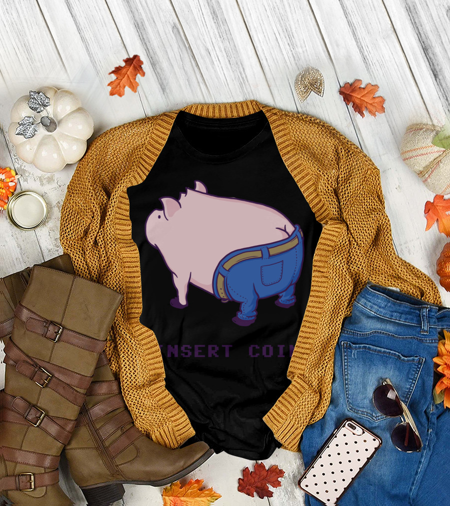 Insert Coin Pig in Jeans T-Shirt