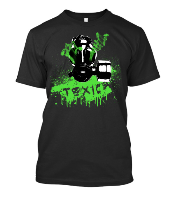 Toxic Gas Mask Green Splatter Graffiti T-Shirt