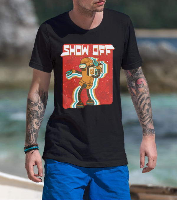 Show Off Intergalactic Robot Retro Vibes T-Shirt