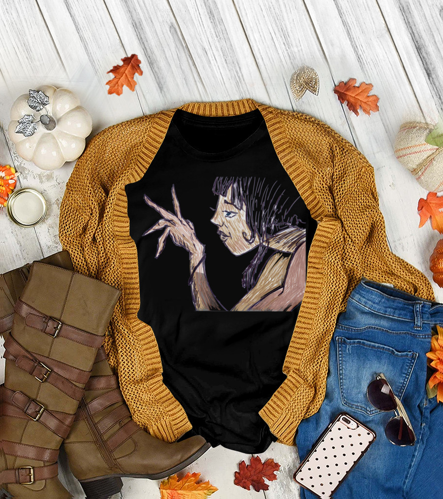 Lady Luck Artistic Profile Sketch T-Shirt