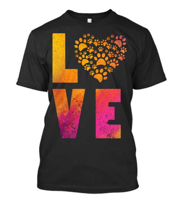 Love Paws Heart Pattern In Vibrant Colors T-Shirt