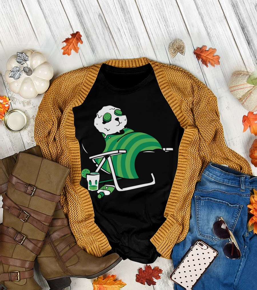 Panda Sunbathe Relaxing with Lime Slices and Juice Drink T-Shirt