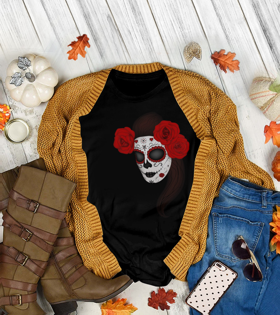 Lady of the Dead Sugar Skull Roses T-Shirt