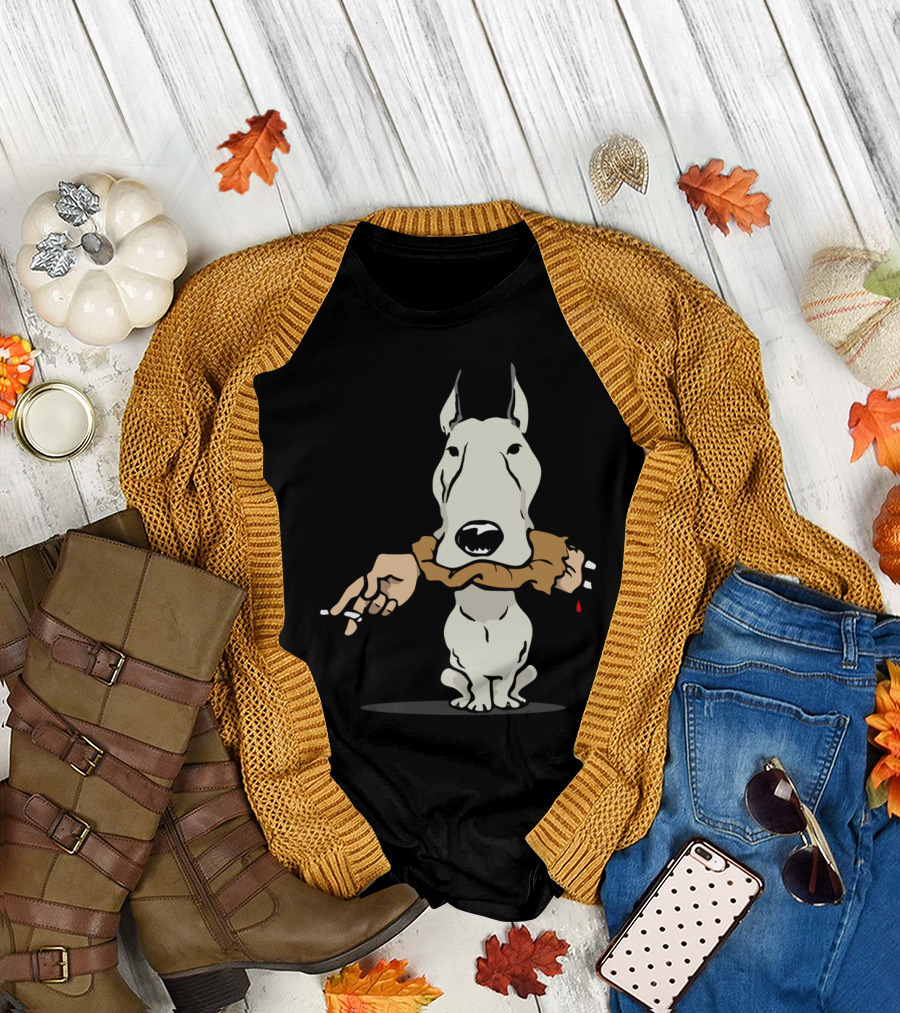 No Smoking Hand Holding Cigarette in Dog's Mouth T-Shirt