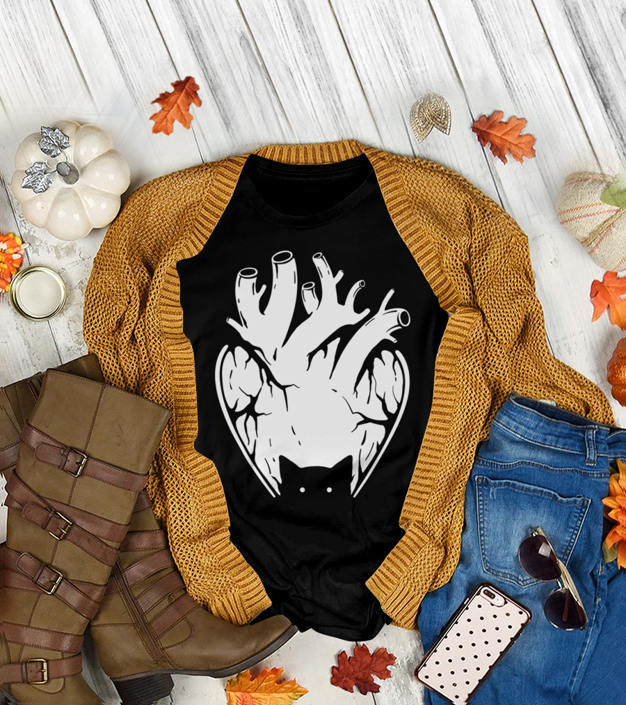 Introversion Cat Heart Veins T-Shirt