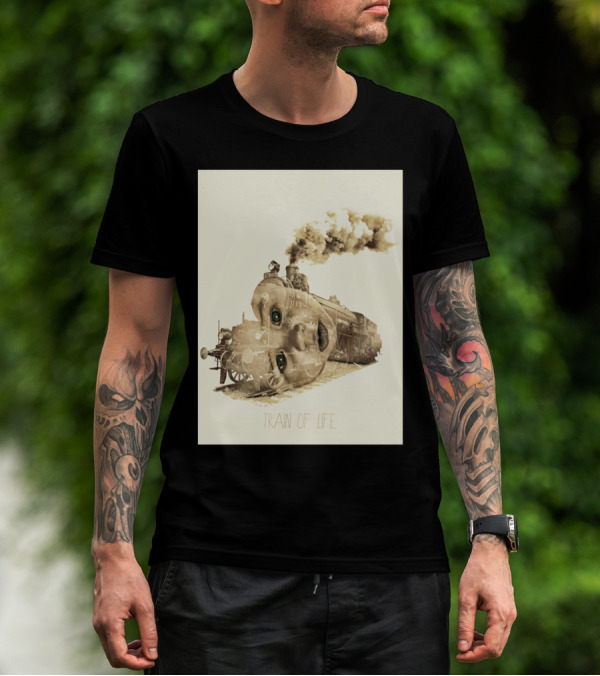 Train Of Life With Surreal Locomotive Face T-Shirt