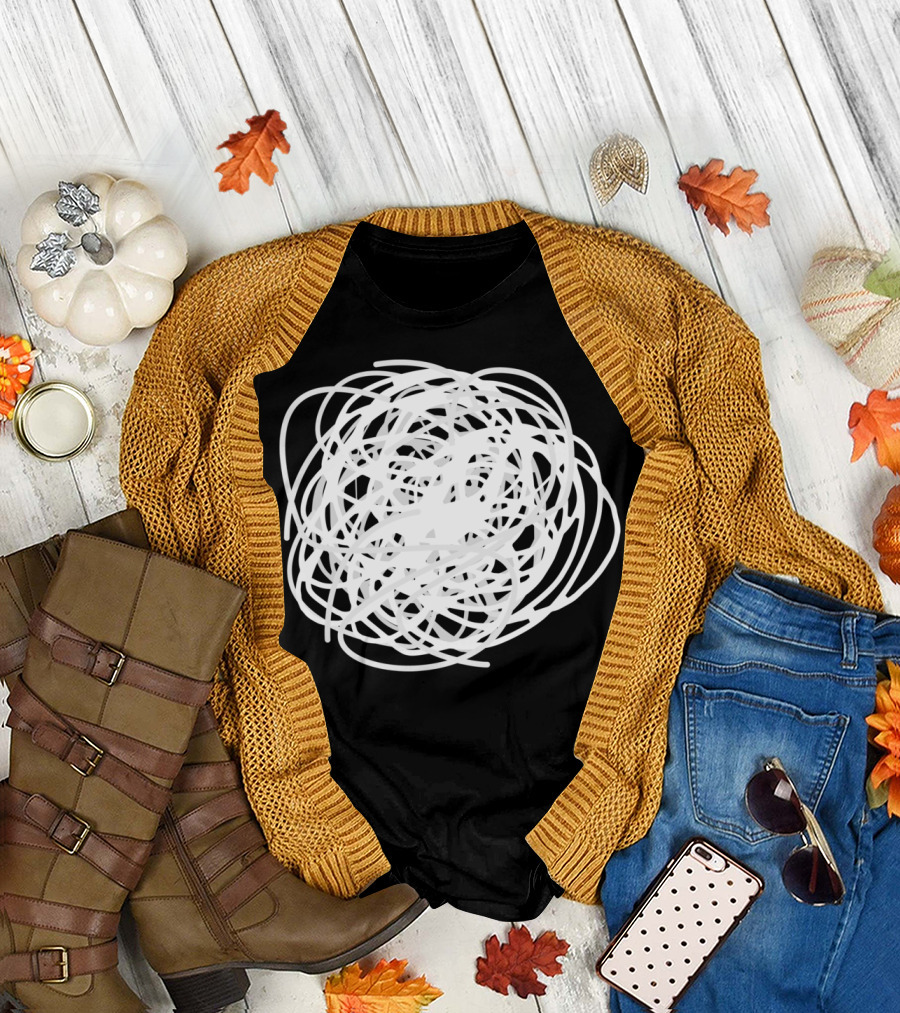 Simplified Spaghetti Clean Food Doodle Swirl Scribble T-Shirt
