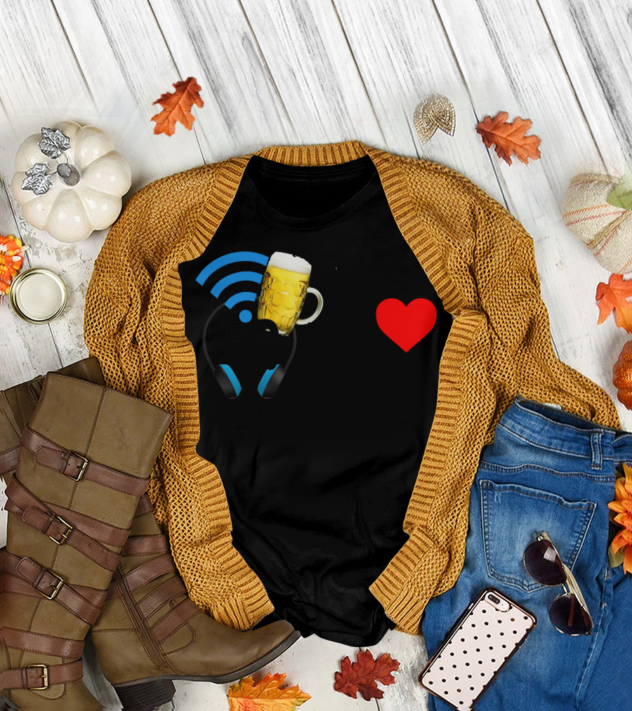 WiFi Beer Gaming Headphones Greater Than Love T-Shirt