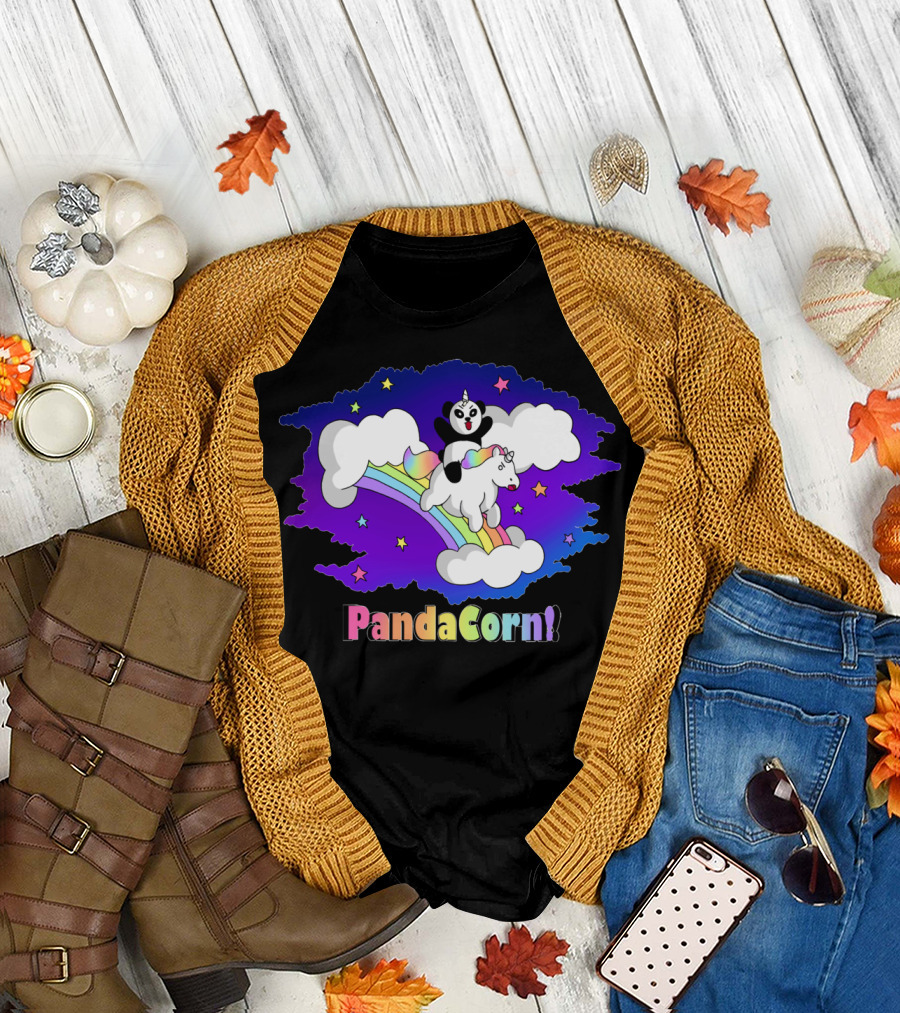 PandaCorn Cosmic Unicorn Rainbow Adventure T-Shirt