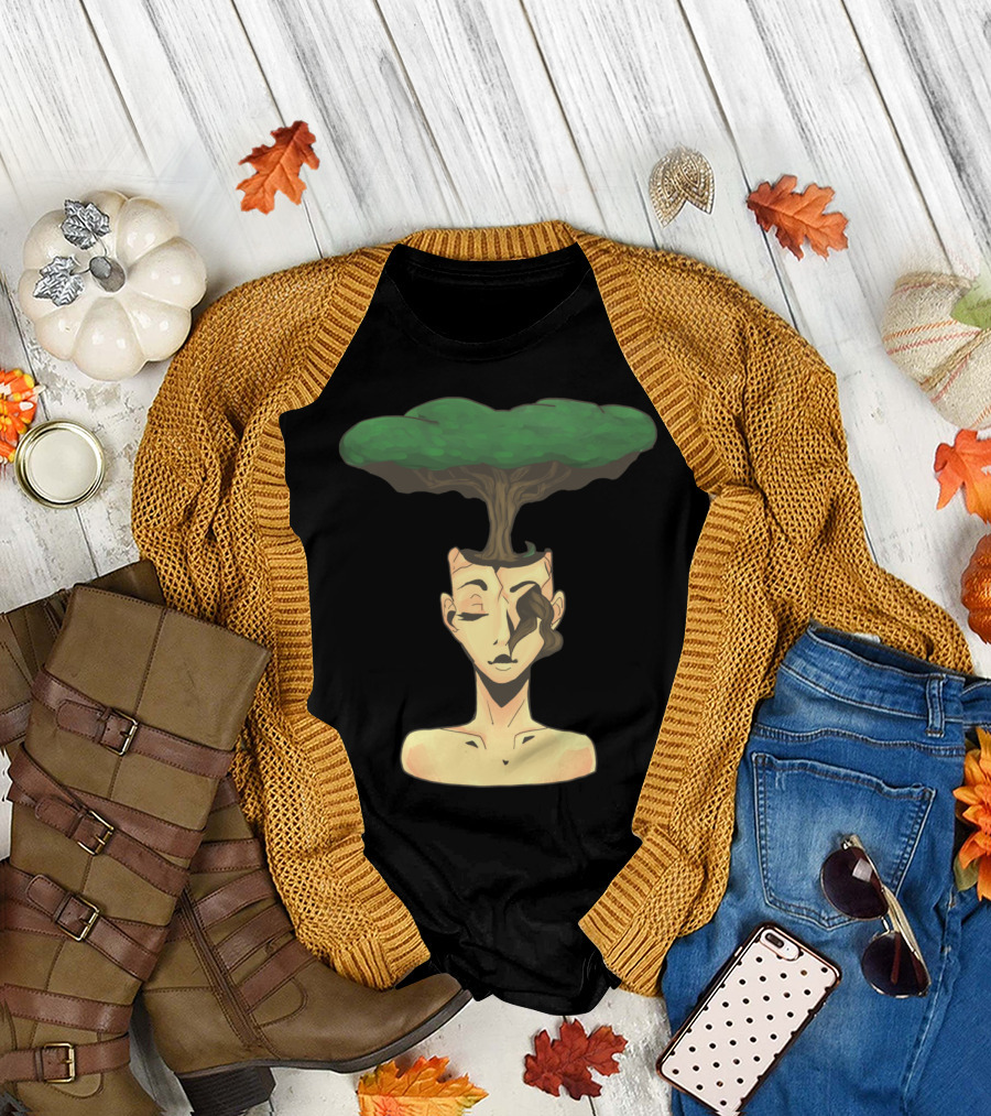 Tranquility and Mental Growth Tree Head T-Shirt