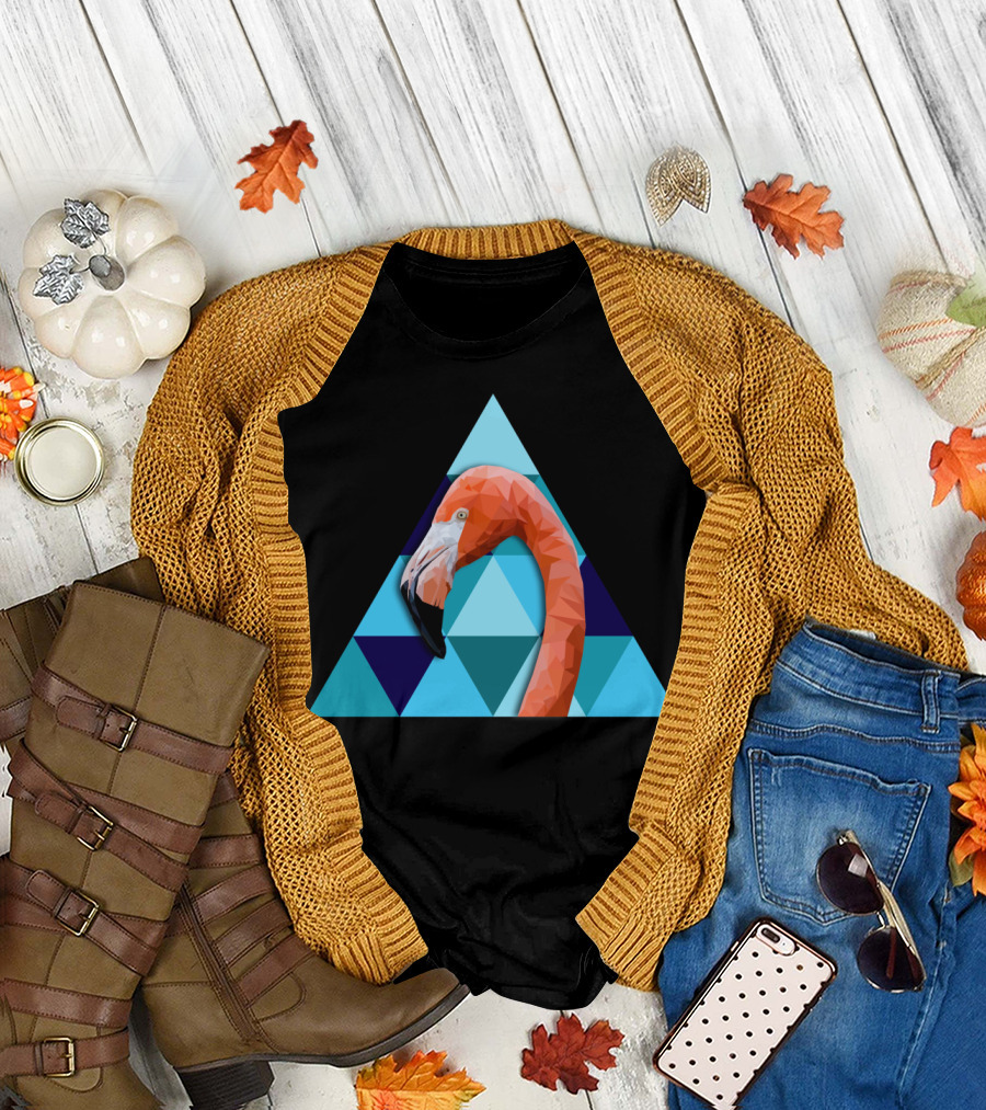 Flamingo Geometric Triangle T-Shirt