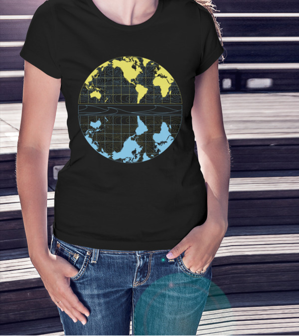 World Stream Drift Map Circular Ocean Currents Visualization T-Shirt