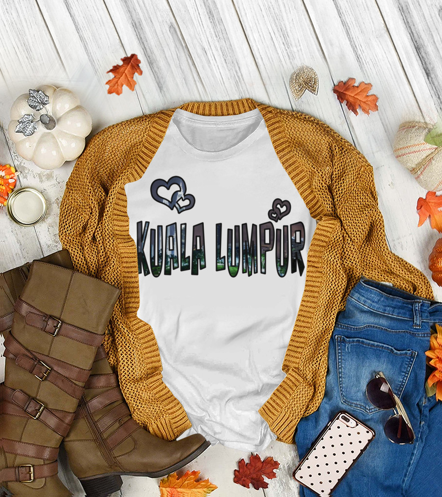 Kuala Lumpur Skyline with Heart Symbols T-Shirt