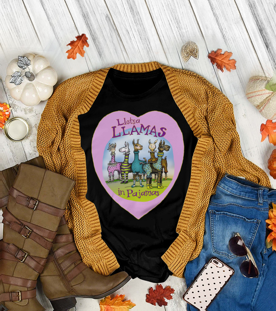 Llotsa Llamas in Pajamas Heart T-Shirt