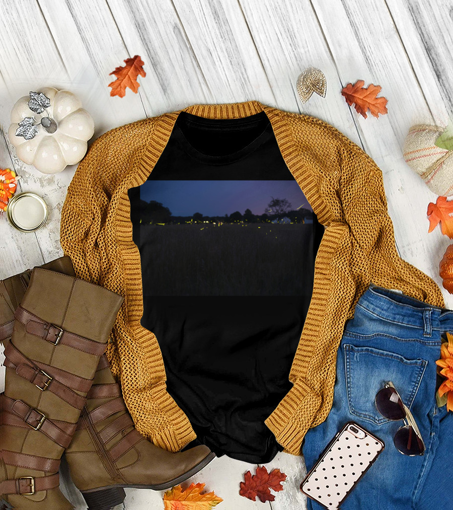 Lanterns In The Sky GroundGl Fireflies Night Landscape Scene T-Shirt